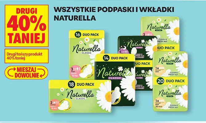 Podpaski i wkładki Naturella promocja w Biedronka