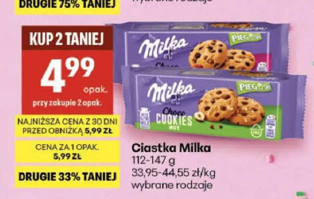 Ciastka Milka Pieguski Choco Cookies promocja w Delikatesy Centrum