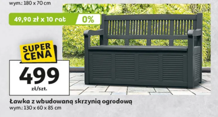 Ławka z wbudowaną skrzynią ogrodową promocja w Auchan