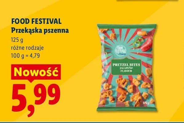 Przekąska pszenna Pretzel Bites Jalapeno Food Festival promocja w Lidl