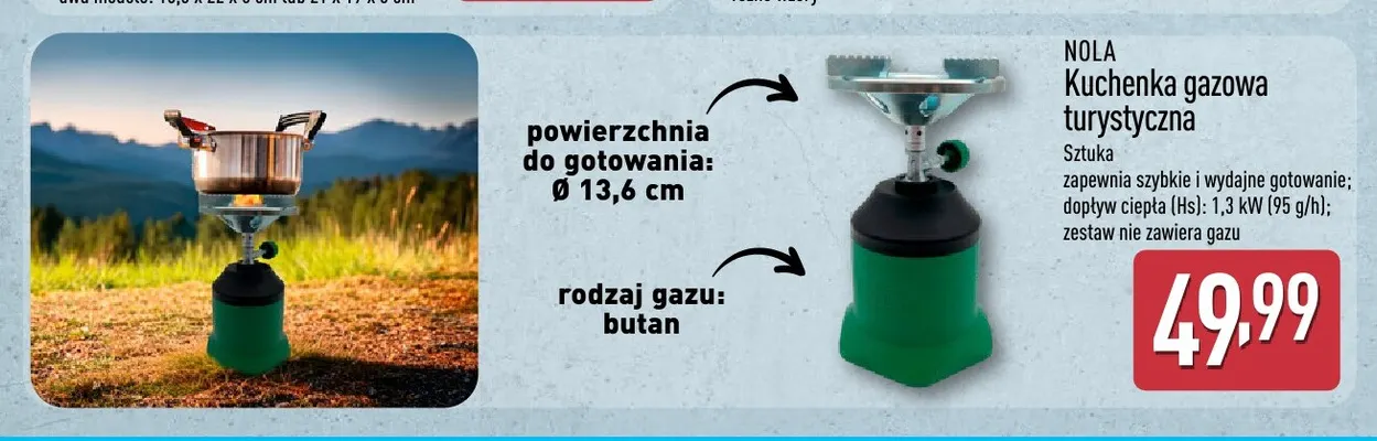 Kuchenka gazowa turystyczna Nola promocja w Aldi
