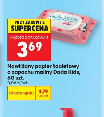 Nawilżany papier toaletowy o zapachu maliny Dada Kids promocja w Biedronka