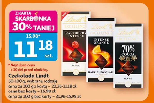 Czekolada Lindt Excellence Raspberry Intense promocja w Auchan