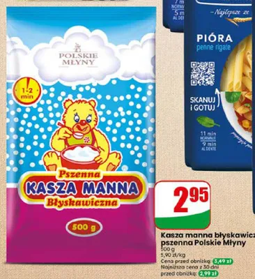 Kasza manna błyskawiczna pszenna Polskie Młyny promocja w Dino