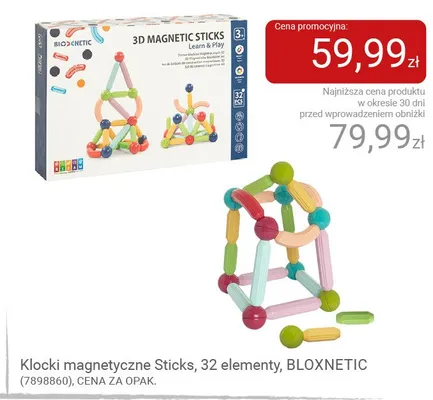 Klocki magnetyczne Sticks 32 elementy BLOXNETIC promocja w Smyk