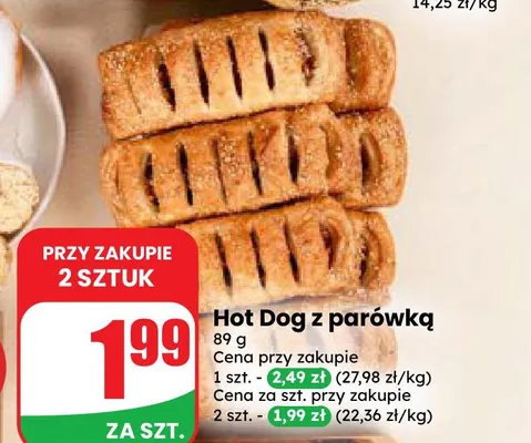 Hot dog z parówką promocja w Dino