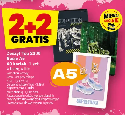 Zeszyt Top 2000 Basic A5 60 kartek promocja w Twój Market