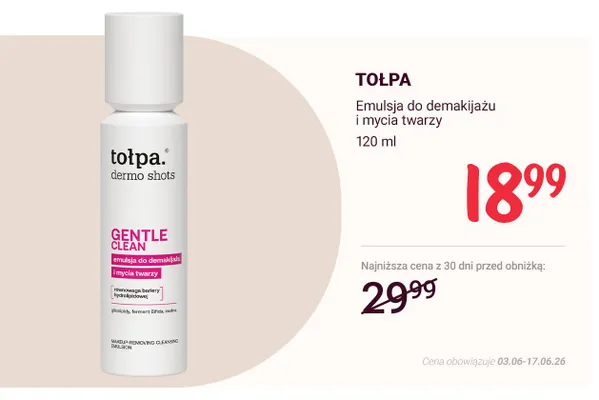 Emulsja do demakijażu i mycia twarzy Tołpa Dermo Shots Gentle Clean promocja w Rossmann