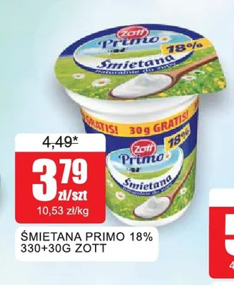 Śmietana Primo Zott 18% promocja w Bingo
