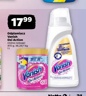 Odplamiacz do kolorów Vanish Oxi Action promocja w Netto