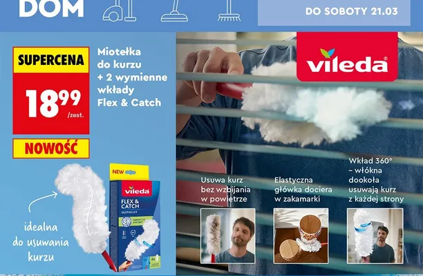 Miotełka do kurzu + 2 wymienne wkłady Flex & Catch promocja w Biedronka