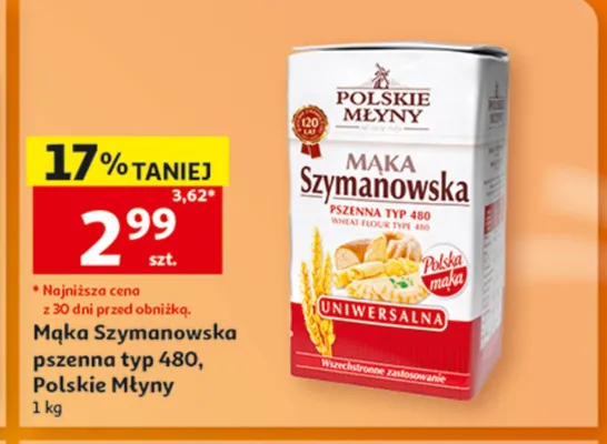 Mąka pszenna typ 480 Szymanowska Polskie Młyny promocja w Auchan