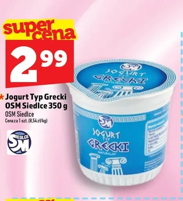 Jogurt typ grecki naturalny OSM Siedlce promocja w TOPAZ