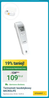 Termometr bezdotykowy Microlife promocja w ERLI