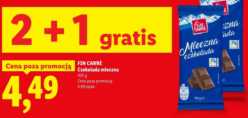 Czekolada mleczna Fin Carré promocja w Lidl