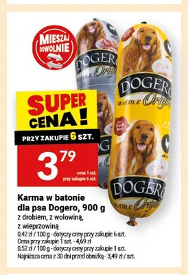 Karma w batonie dla psa Dogero z wieprzowiną promocja w Twój Market