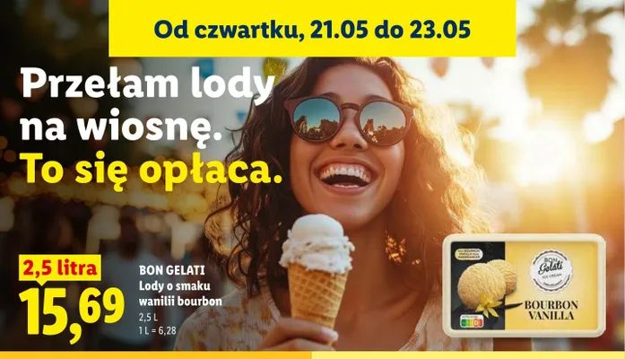Lody o smaku wanilii bourbon BON GELATI promocja w Lidl
