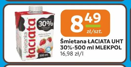 Śmietana Łaciata UHT 30% Mlekpol promocja w Społem Częstochowa