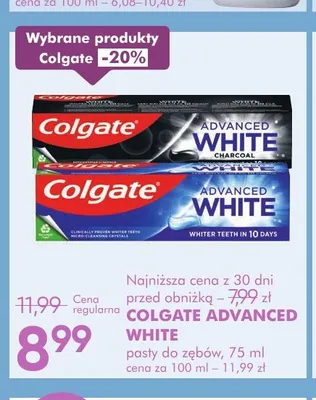 Pasta do zębów Colgate Advanced White Charcoal promocja w Super-Pharm