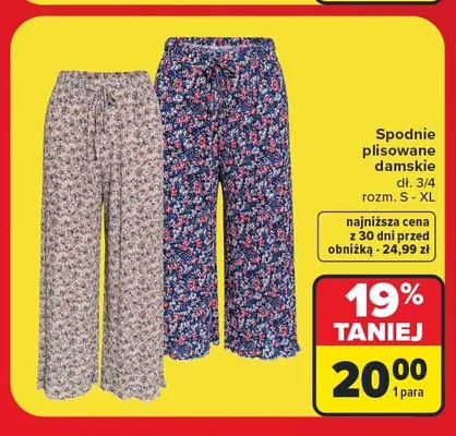 Spodnie plisowane damskie dł. 3/4 promocja w Carrefour