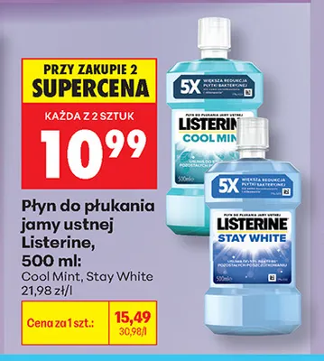 Płyn do płukania jamy ustnej Listerine Stay White promocja w Biedronka