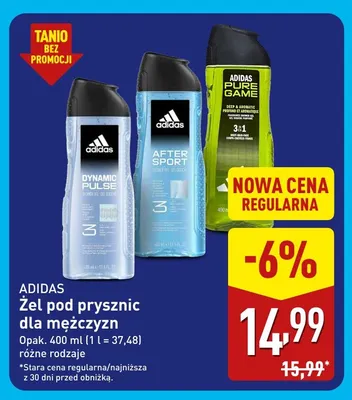 Żel pod prysznic dla mężczyzn Pure Game Adidas promocja w Aldi