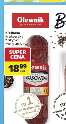Kiełbasa krakowska z szynki Olewnik promocja w Carrefour