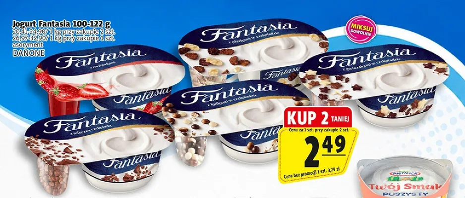 Jogurt Fantasia z truskawkami Danone promocja w Prim Market