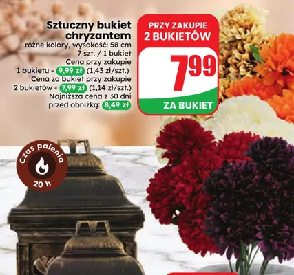 Sztuczny bukiet chryzantem 58 cm promocja w Dino