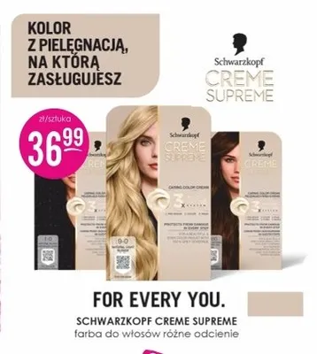 Farba do włosów Schwarzkopf Creme Supreme promocja w Drogerie Jasmin