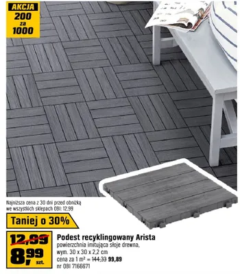 Podest recyklingowany arista powierzchnia imitująca słoje drewna promocja w OBI
