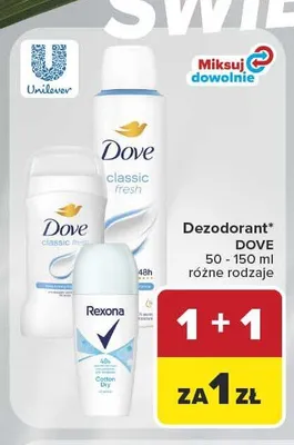 Dezodorant roll-on Rexona Cotton Dry promocja w Carrefour