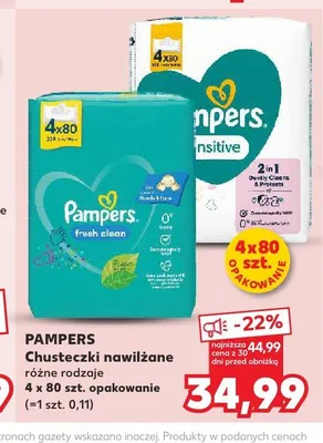 Chusteczki nawilżane Pampers fresh clean 4-pak promocja w Kaufland