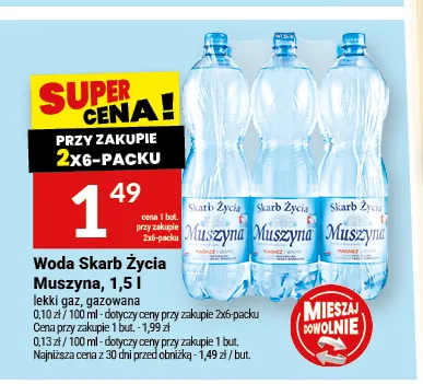 Woda gazowana Skarb Życia Muszyna promocja w Twój Market