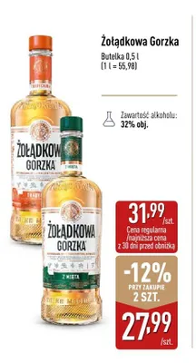 Likier Żołądkowa Gorzka z Miętą promocja w Aldi
