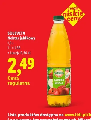 Nektar jabłkowy Solevita promocja w Lidl