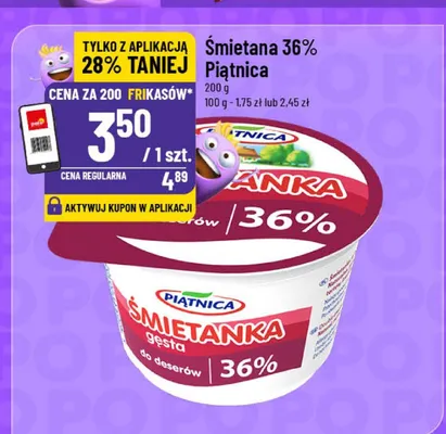 Śmietana 36% Piątnica promocja w POLOmarket