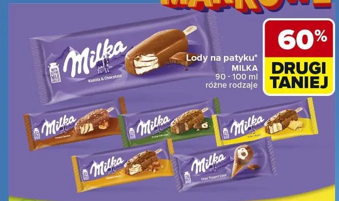 Lody na patyku Milka promocja w Carrefour