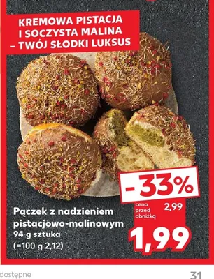 Pączek z nadzieniem pistacjowo-malinowym promocja w Kaufland