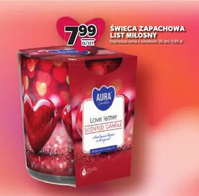 Świeca zapachowa list miłosny Aura promocja w Stokrotka