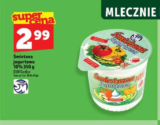 Śmietana jogurtowa 10% OSM Siedlce promocja w TOPAZ