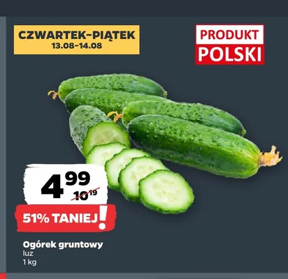 Ogórek gruntowy luz promocja w Netto