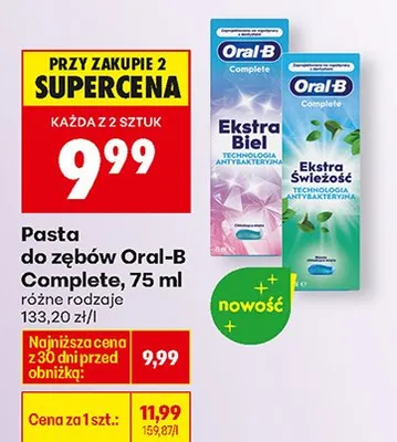 Pasta do zębów Complete Ekstra Biel promocja w Biedronka