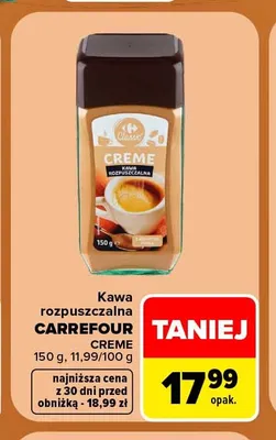 Kawa rozpuszczalna Carrefour Creme promocja w Carrefour
