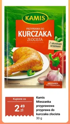 Mieszanka przyprawowa Kamis przyprawa do kurczaka złocista promocja w Biedronka