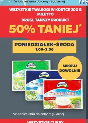 Twarogi w kostce Miletto promocja w Netto