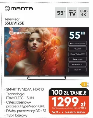 Telewizor MANTA 55LUV125E 55" promocja w Max Elektro