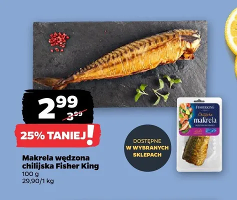 Makrela wędzona chilijska Fisher King promocja w Netto