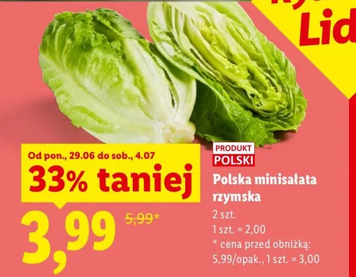 Minisałata rzymska polska promocja w Lidl