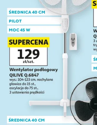 Wentylator podłogowy z pilotem Qilive promocja w Auchan